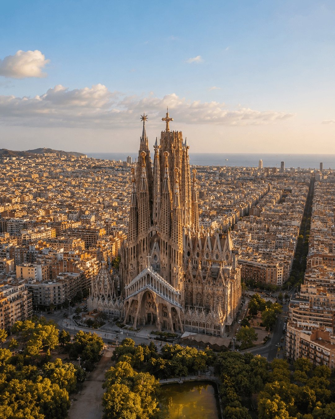 Barcelona stretching towards the Mediterranean