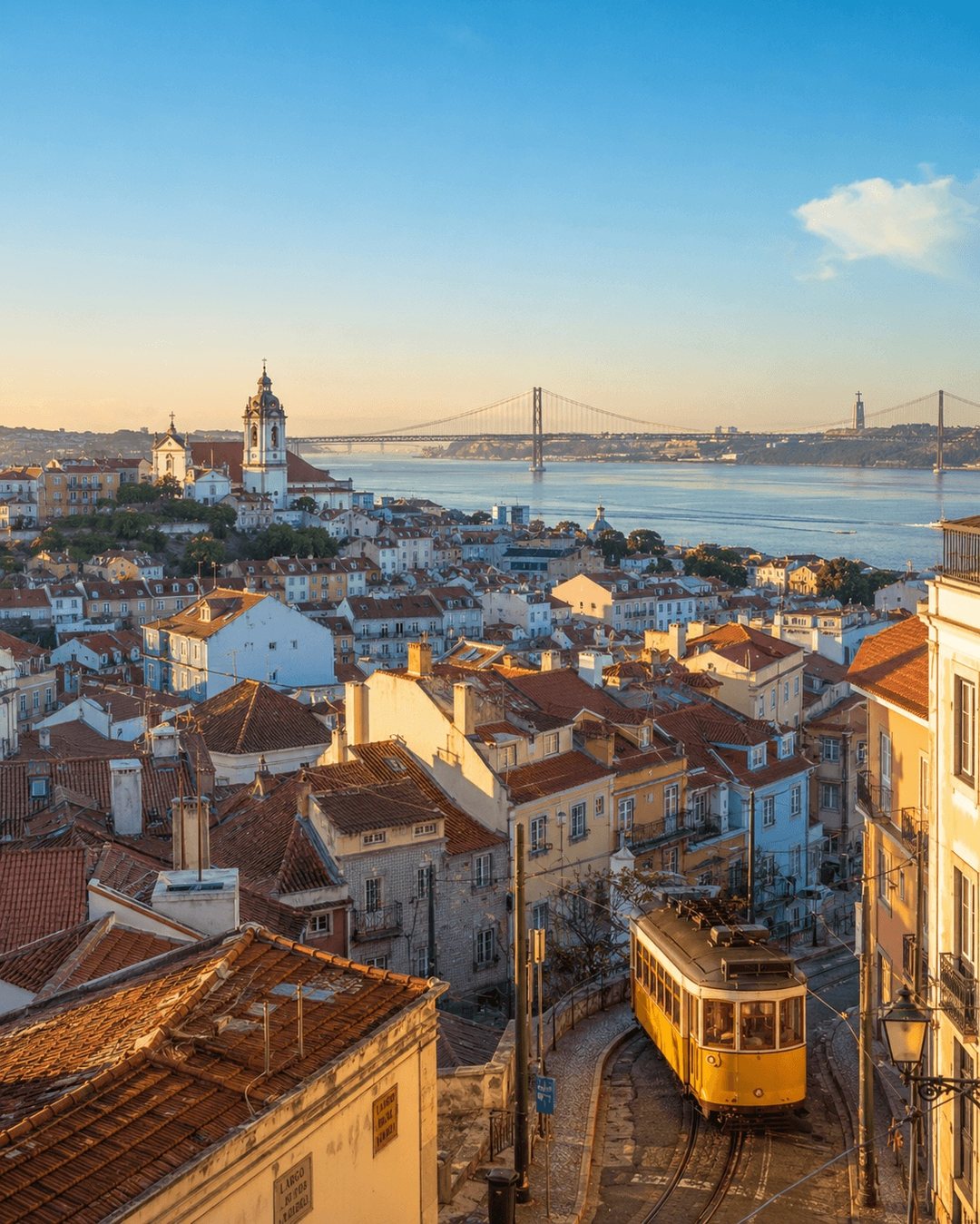 Lisbon rooftops descending towards the Tagus